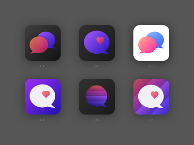 Chat App Icons app icon chat dating messenger heart bubble ios android purple blue dark black