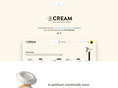 ☕ CREAM - A course with cream 3d app branding coffee course design illustration lesson logo platform soft sweet teaching ui
