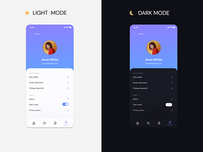 Settings app colors daily 007 daily 100 challenge daily ui dark design light setting ui