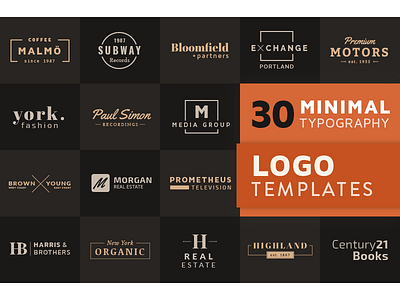 30 Minimal Typographic Logo Templates for Illustrator clean design illustrator logo logos minimal modern templates