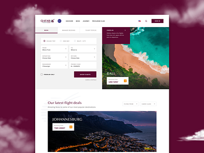 Qatar Airways Redesign airline behance case study dribbble flight booking flight search landingpage redesign redesign concept ui ux web design website design