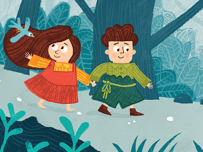 Hansel & Gretel crop 4/6 character design childrens illustration fairy tale illustration kidlitart picture book woods