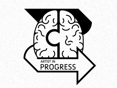 Artist In Progress Logo arrow brain logo puzzle