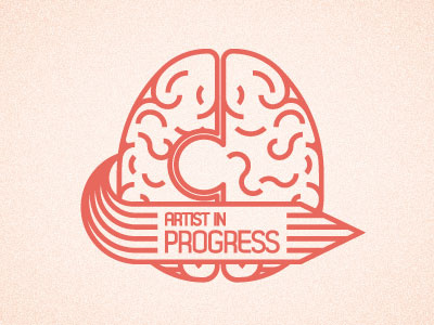 Artist In Progress Logo 2 arrow brain logo puzzle