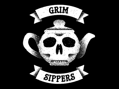 Grim Sippers gang grim logo skull tea teapot