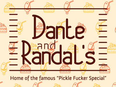 Dante and Randal's branding burger clerks fast food fly identity pattern straw urinal