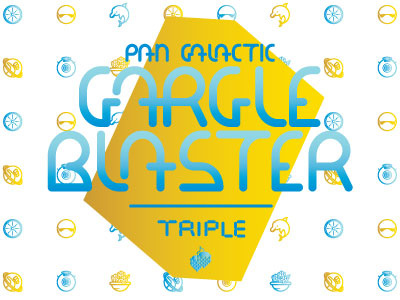 Gargle Blaster beer gold h2g2 hop movie pattern typography
