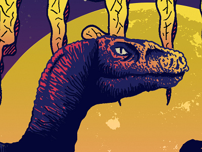 Wardenclyffe - Brain Shake ep lettering moon night raptor tyrannosaurus