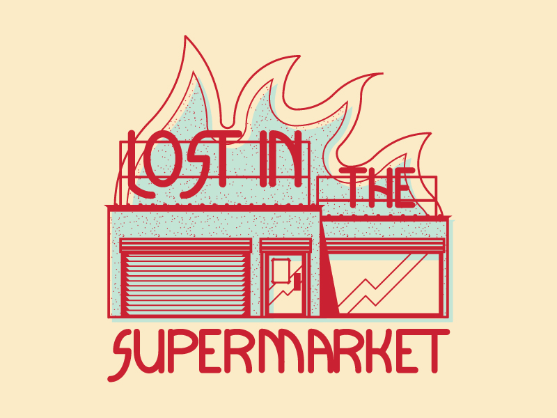 Lost fire logo supermarket vintage