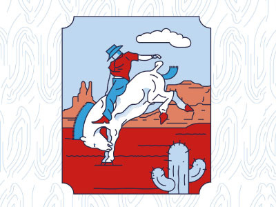 Kicking horse cowboy desert horse illustration vector western