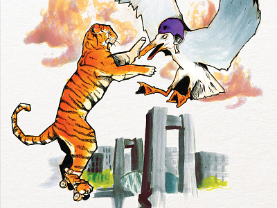 Tiger vs Herring Gull gull illustration match poster roller derby tiger zoology