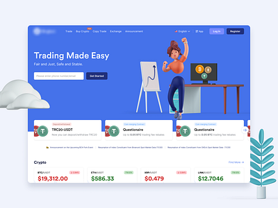 Crypto Exchange - Landing Page crypto crypto exchange cryptocurrency design illustration landing landing design layout ui ux web website