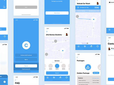 Carcare App Wireframes app appdesign car app design ios mobile ui ux washing wireframe wireframes