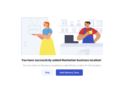 Success Message - Business Locations Setup app branch branches delivery illustration layout minimal platform setup success ui ux web