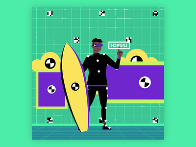 Illustration process 2d aftereffects animation beach character chill loop sea surfing tap