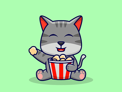 Cat cartoon with popcorn