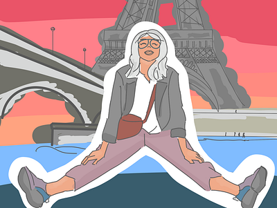 An Influencer in Paris design flat illustration influencer paris pastel procreate sitting sketch sticker