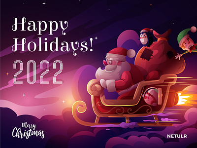 Happy Holidays 2022 🎄🎄🎄 2022 2022 design 2023 christmas christmas card clean creative design flat graphic design happy new year holiday holidays illustration minimal netulr santa typography ui ux