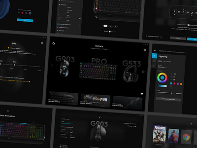 Logitech GHUB app configuration games gaming ghub headset keyboard lights logitech macros mouse software ui ux