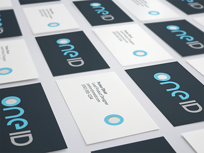 oneID Business Cards blue business card circle logo oneid