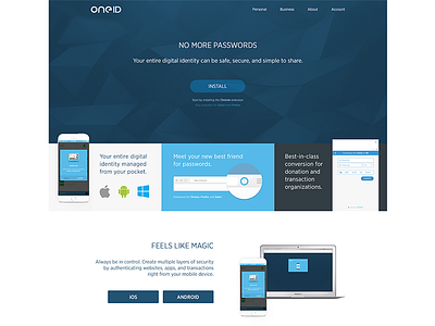 oneID Homepage design homepage oneid ui ux website