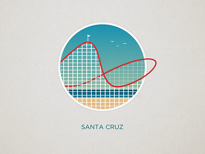 Santa Cruz badge beach boardwalk california coaster dipper giant illustration logo patch roller santa cruz