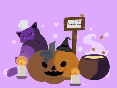 Halloween Cat Magic soup | haessyu's illustration branding cartoon concepart design digitalart doodle drawing graphic design halloween illustration