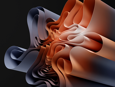 Curly 3d abstract cloth design generative gradient render