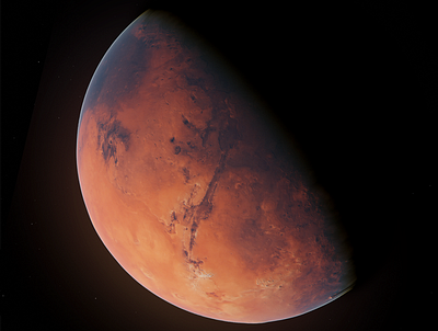 The Red Planet 3d abstract design generative mars planet render terrain