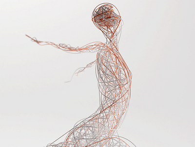 Wired 3d abstract design generative human lines person render wire