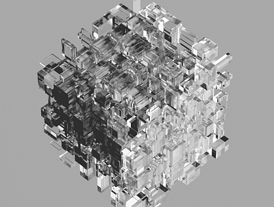 Cubic 3d abstract cube design generative glass imagery render