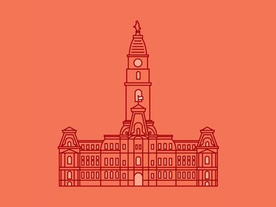 City Hall or X Wing centercity cityhall illustration monochromatic philadelphia philly pink starwars xwing