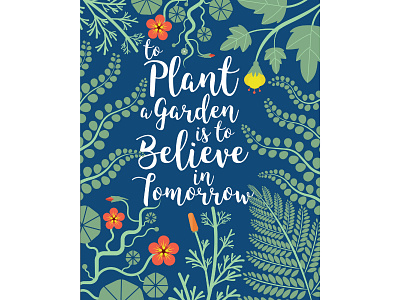 To Plant a Garden audrey hepburn fern illustration nasturtium poppy vector