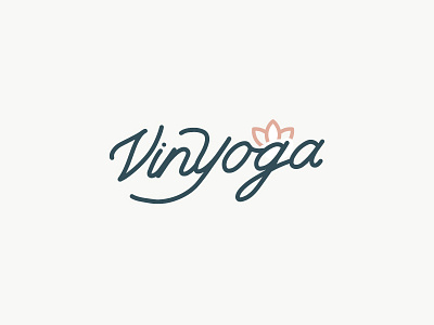 VinYoga feminine flower logo lotus script wordmark yoga