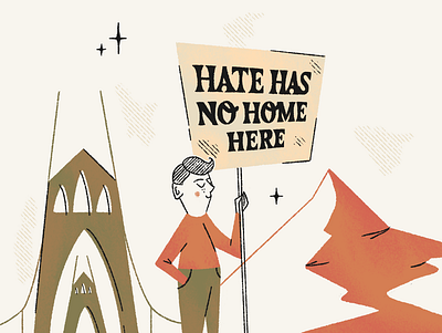 Hate Has No Home Here illustration portland protest retro vintage