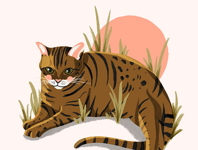 Cat Commission cat illustration jungle kitten vintage