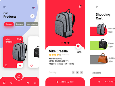 Shopping Cart Bag Shop Mobile App Design app design ui