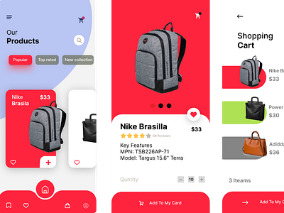 Shopping Cart Bag Shop Mobile App Design