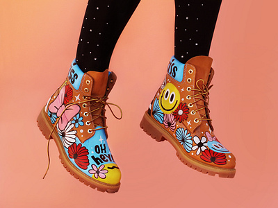 LMT Timbs acrylic custom customleather custompainted customshoes handpainted paint painted