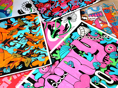 Poster pile up illustrate illustration paint posca poster poster art