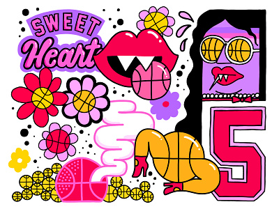 Sweet Hearts WIP apple pencil basketball illustration ipad sports stickers vector wip