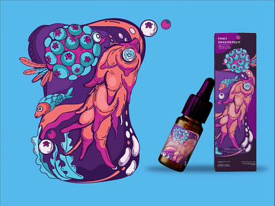 Vape package design with funny sea creatures. branding design graphic design illustration typography vector