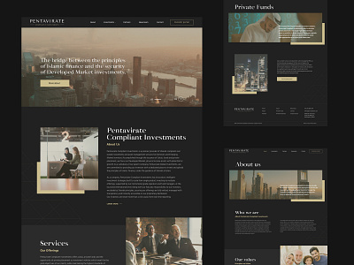 Pentavirate Compliant Investment Website design corporate design dark theme dark ui finance business homepage innerpages investment responsive design ux ui