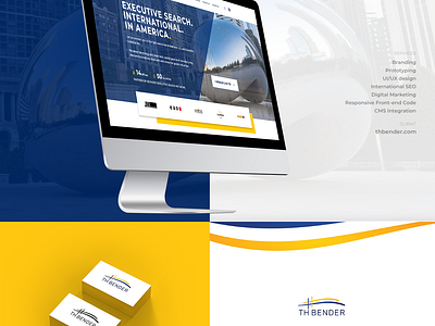 TH Bender - executive search company blue website branding design homepage innerpages logo ux ui yellow website