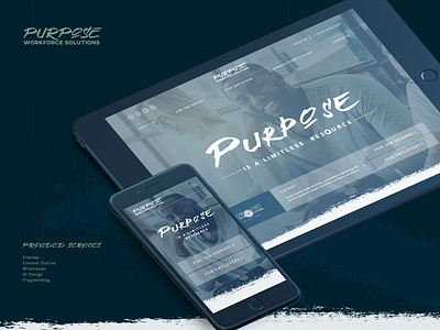 Purpose Workforce Solutions Website blue website dark blue website dark website handwriting font homepage innerpages mobile design responsive design typography ux ui