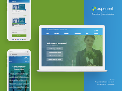 Xsperient Website blue and white blue website bright website ecommerce homepage innerpages responsive design