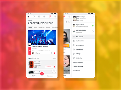 Event Manager app design event manager social ui ux