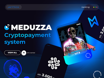 Medusa crypto payment system blue cryptopayment design figma graphic design landing market meduza moruga nft ui ux vector