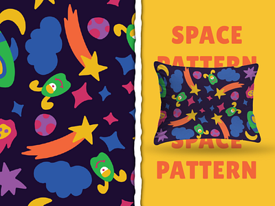 Cartoon Monster Space Rocket Pattern Background background cartoon cute design fashion graphic design illustration kids pattern