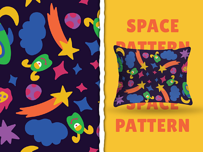 Cartoon Monster Space Rocket Pattern Background